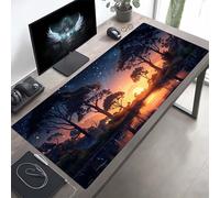 Tappetino Mouse XXL 140x60 cm, Lavabile, Pianta Nero Accessori Gaming, con Base in Gomma Antiscivolo per Lavoro Ufficio, Regalo Uomo PjY1419 S-E