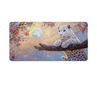 Tappetino Mouse XXL 160 x 80 cm Tappetino Scrivania Gaming Grande, Impermeabile Base in Gomma Antiscivolo, con Bordi Cuciti Mouse Pad, Scrivania Gaming Accessori Tappeto Mouse (Luna leopardo) I-1008