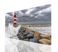 Tappetino Mouse XXL 1600x800x3mm Lmperméable et Antidérapant Tappetino Scrivania Faro Mouse Pad Paesaggio e con Dase in Gomma Antiscivolo, Mousepad Migliora la recisione per Tastiera Laptop Model09310