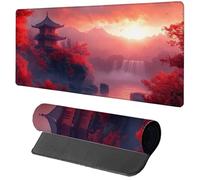 Tappetino Mouse XXL 1600x800x3mm, Tappetino Scrivania Rosso Mouse pad Architettura con Bordi Cuciti, Base in Gomma Antiscivolo Extended Mousepad Gaming per Pad Pc Ufficio Accessori Gaming D-8258