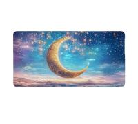 Tappetino Mouse XXL 60 x 30 cm Tappetino Scrivania Gaming Grande, Impermeabile Base in Gomma Antiscivolo, con Bordi Cuciti Mouse Pad, Scrivania Gaming Accessori Tappeto Mouse (Luna) I-1006