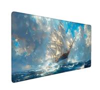 Tappetino Mouse XXL 600 x 300 mm Mare Mousepad Barca a vela Tappetino Mouse Gaming con Bordi Cuciti, Impermeabile e Antiscivolo Mousepad XXL Accessori Scrivania Ufficio per Gaming, PC, Computer d5012
