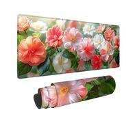 Tappetino Mouse XXL (600 x 300 x 3 mm), Bianco Tappetino Scrivania Fiore Design, Moderno Mouse Pad con Base in Gomma Antiscivolo Accessori Scrivania, Waterproof Mousepad per Lapto, Regalo -zzg2505SS