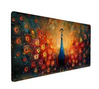 Tappetino Mouse XXL 600 x 300mm, Impermeabile Tappetino Mouse Giallo Mouse Pad Pavone Sottomano Scrivania Base in Gomma Antiscivolo Mousepad Bordi Cuciti Anti-Sfilacciatura per Computer -ly2505HP