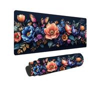 Tappetino Mouse XXL 600 x300 x 3mm Tappetino Gaming Blu, Mouse Pad Colore con Base in Gomma Antiscivolo, Impermeabile Mousepad Grande, Accessori Gaming, con Bordi Cuciti, Regalo Uomo, per PC -2510O56