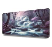 Tappetino mouse XXL - 600x400x3mm Tappetino Mouse Gioco - base antiscivolo - Mouse Mat con Bordi Cuciti per Computer, PC, Laptop - 100% waterproof e con rifiniture di qualità - Cascata incantata bosco
