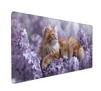Tappetino Mouse XXL 60x30 cm, Impermeabile Tappetino Mouse Viola Mouse Pad Gatto Sottomano Scrivania Base in Gomma Antiscivolo Mousepad Bordi Cuciti Anti-Sfilacciatura per Computer -ly250587MI2