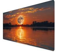 Tappetino Mouse XXL 70 x 30 cm, Tappetino Mouse Giallo Mousepad Luna Sottomano Scrivania con Bordi Cuciti, Impermeabile Accessori Gaming con Base in Gomma Antiscivolo per Ufficio, Gaming -yym2509W7