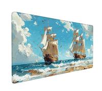 Tappetino Mouse XXL 700 x 300 mm Mare Mousepad Barca a vela Tappetino Mouse Gaming con Bordi Cuciti, Impermeabile e Antiscivolo Mousepad XXL Accessori Scrivania Ufficio per Gaming, PC, Computer p4061