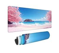 Tappetino Mouse XXL 700 x 300 mm, Tappetino Mouse Bianco Mousepad Oceano Sottomano Scrivania con Base in Gomma Antiscivolo, Impermeabile Tappeto Scrivania con Bordi Cuciti per PC, Laptop -zjn2509TG