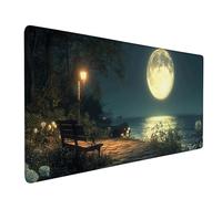 Tappetino Mouse XXL 700 x 300 mm, Tappetino Mouse Nero Mousepad Luna Sottomano Scrivania con Bordi Cuciti, Impermeabile Accessori Gaming con Base in Gomma Antiscivolo per Computer e Ufficio -bby250953
