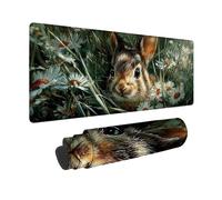 Tappetino Mouse XXL 700x300 mm, Tappetino Mouse Grigio Mousepad Coniglio Sottomano Scrivania con Base in Gomma Antiscivolo, Impermeabile Tappeto Scrivania con Bordi Cuciti per PC, Laptop -zjn2509HX