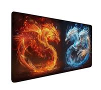 Tappetino Mouse XXL 700x300x3mm, Rosso Tappetino Mouse Gaming con Bordi Cuciti, Drago Mouse Pad con Base in Gomma Antiscivolo, Superficie Liscia Mousepad, Accessori Scrivania e Accessori Gaming N-3788