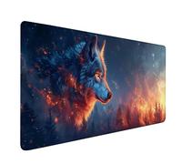 Tappetino Mouse XXL 700x300x3mm, Rosso Tappetino Mouse Gaming con Bordi Cuciti, Fiamma Mouse Pad con Base in Gomma Antiscivolo, Superficie Liscia Mousepad, Accessori Scrivania Regalo Donna 3-1455
