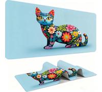 Tappetino Mouse XXL, 700x300x3mm Tappetino Mouse Gaming, Mouse Pad con Base in Gomma Antiscivolo, Impermeabile Mousepad, Mouse Pad Grande con Bordi Cuciti per Taglia Ampia Gatto/Astratto j0zj-284
