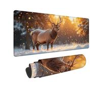 Tappetino Mouse XXL 700x300x3mm, Tappetino Mouse Giallo Mousepad Cervo Sottomano Scrivania con Bordi Cuciti, Impermeabile Accessori Gaming con Base in Gomma Antiscivolo per Ufficio -hjw2601GB