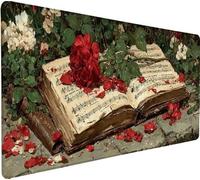 Tappetino Mouse XXL 700x300x3mm Tappetino Mouse Libro, Gaming MousePad Flowercon Base in Gomma Antiscivolo, Cuciture Rinforzate Mousepad XXL per Tastiera Lavabile per Accessori Scrivania PC 5-7O72