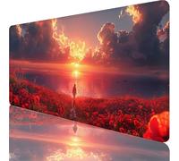 Tappetino Mouse XXL 700x300x3mm, Tappetino mouse Rosso, Gaming Mouse Pad Migliora Precisione e Velocità, Mousepad con Base in Gomma Antiscivolo, Accessori Scrivania e Accessori Gaming, Tramonto C-7051
