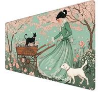 Tappetino Mouse xxl 700x300x3mm Tappetino Mouse Saggio Impermeabile, Base in Gomma Antiscivolo, Maggiore Precisione e Velocità, Gaming Mousepad Esteso con Bordi Cuciti per Laptop, Gamer, Gatto Y7-1285