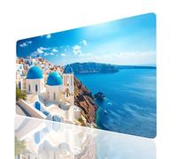 Tappetino Mouse XXL 70x30x0.3CM Lmperméable et Antidérapant Tappetino Scrivania Santorini Mouse Pad Vista mare e con Dase in Gomma Antiscivolo, Mousepad Migliora la recisione per Laptop Model-10182