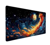 Tappetino Mouse XXL 800 x 300 mm, Impermeabile Tappetino Mouse Blu Mouse Pad Fenice Sottomano Scrivania Base in Gomma Antiscivolo Mousepad Bordi Cuciti Anti-Sfilacciatura per Computer -ly2505HX