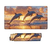 Tappetino Mouse XXL 800 x 300 mm- Tappetino Mouse Gaming delfino al tramonto Mousepad- Controllo Preciso Migliora la Velocità e la Precisione- Tenuta Stabile- Accessori Scrivania i-811