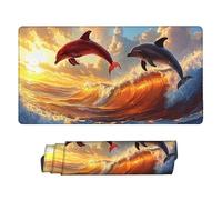 Tappetino Mouse XXL 800 x 300 mm- Tappetino Mouse Gaming delfino al tramonto Mousepad- Controllo Preciso Migliora la Velocità e la Precisione- Tenuta Stabile- Accessori Scrivania i-810