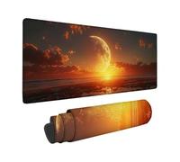 Tappetino Mouse XXL (800 x 300 x 3 mm), Tramonto Tappetino Scrivania Giallo Design, Moderno Mouse Pad con Base in Gomma Antiscivolo Accessori Scrivania, Waterproof Mousepad per Lapto -zzg2505HP