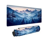 Tappetino Mouse XXL 800 x 300 x 3mm Tappetino Gaming Blu, Mouse Pad Paesaggio con Base in Gomma Antiscivolo, Impermeabile Mousepad Grande, Accessori Gaming, con Bordi Cuciti, Regalo Uomo -2510O95