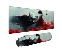 Tappetino Mouse XXL 800 x 300 x 3mm Tappetino Gaming Rosso, Mouse Pad Ragazza con Base in Gomma Antiscivolo, Impermeabile Mousepad Grande, Accessori Gaming, con Bordi Cuciti, Regalo Uomo -2510O14