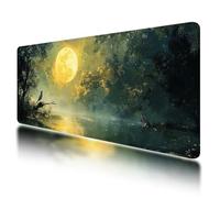 Tappetino Mouse XXL 800 x 400 mm, Grande Tappetino per Mouse da Gioco Luna, Mousepad Impermeabile con Bordi Cuciti per Accessori Scrivania, Mousepad Antiscivolo per PC, Gaming, Ufficio, (Verde), O-91