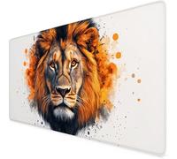 Tappetino Mouse XXL 800 x 400 mm,Tappetino Mouse Bianco,Impermeabile leone Scrivania Desk Mat con Bordi Cuciti e Base Antiscivolo Accessori Scrivania,per Scrivania Computer,Laptop,Regalo Uomo F1-330