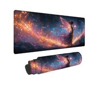 Tappetino Mouse XXL 800 x 400 x 3mm Tappetino Gaming Blu, Mouse Pad Angelo con Base in Gomma Antiscivolo, Impermeabile Mousepad Grande, Accessori Gaming, con Bordi Cuciti, Regalo Uomo, per PC -2510O57