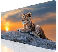 Tappetino Mouse XXL 800x300mmTigreTappetino Mouse Gaming Giallo con Bordi Cuciti Rinforzati, Grande Desk Mat Superficie Liscia, Base in Gomma Antiscivolo, Sottomano Scrivania Design Resistente a-707