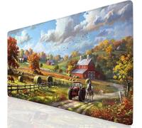 Tappetino Mouse XXL 800x300x3mm, Autunno Tappetino per Mouse Azienda Agricola Mousepad, Sottomano Scrivania Accessori Gaming, Migliora Precisione e Velocità, Tappeto Scrivania Antiscivolo,Regalo YG-32