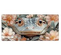 Tappetino Mouse XXL 800x300x3mm Mouse Pad XXL Coccodrillo, Gaming MousePad con Base in Gomma Antiscivolo, Cuciture Rinforzate Mousepad per Tastiera Lavabile per Accessori Scrivania, Flower 1-VY84