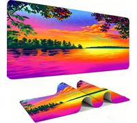Tappetino Mouse XXL, 800x300x3mm Tappetino Mouse Gaming, Mouse Pad con Base in Gomma Antiscivolo, Impermeabile Mousepad, Mouse Pad Grande con Bordi Cuciti per Taglia Ampia Tramonto/Paesaggio j0zj-874