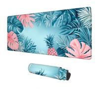 Tappetino Mouse XXL 800x400 mm Pianta Tappetino Mouse Gaming Blu Impermeabile Mouse Pad Accessori Gaming Mousepad con Base in Gomma Antiscivolo Bordi Cuciti Sottomano Scrivania per Regalo Uomo A-51