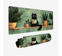 Tappetino Mouse XXL 800x400, Tappetino Scrivania Nero Mouse Pad Gatto Sottomano Scrivania, Mousepad con Base in Gomma Antiscivolo, Desk Mat con Bordi Cuciti, Ufficio Accessori PC, Regalo Donna H2-709