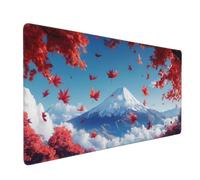 Tappetino Mouse XXL 800x400mm Monte Fuji Grande Mouse Pad, Tappetino Scrivania con Bordi Cuciti, Grande Mousepad Gaming con Base Antiscivolo per Giocatori, Ufficio e Casa (Foglie Cadute) -MP634