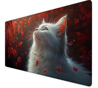 Tappetino Mouse XXL 800x400mm, Tappetino Mouse rosso, Impermeabile gatto Scrivania Desk Mat con Bordi Cuciti e Base Antiscivolo Accessori Scrivania, per Scrivania Computer, Laptop, Regalo Uomo F1-698