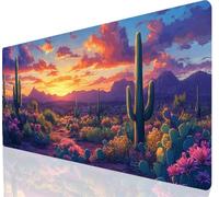 Tappetino Mouse XXL 800x400mmCactusTappetino Mouse Gaming Rosa con Bordi Cuciti Rinforzati, Grande Desk Mat Superficie Liscia, Base in Gomma Antiscivolo, Sottomano Scrivania Design Resistente a-1574