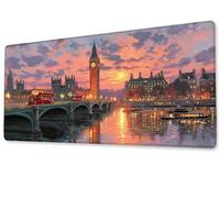 Tappetino Mouse XXL 800x400x3 mm, Città Grande Extended Tappetino Scrivania， Resistente Tappetino Mouse Gaming Cucito-Impermeabile Antiscivolo, per PC, laptop-Migliora la Precisione e la velocità zj-8