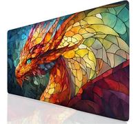 Tappetino Mouse XXL 800x400x3mm, Astratto Tappetino per Mouse Drago Mousepad, Sottomano Scrivania Accessori Gaming, Migliora Precisione e Velocità, Tappeto Scrivania Antiscivolo, Ufficio Regalo YG-176