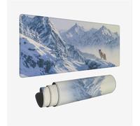 Tappetino Mouse XXL 800x400x3mm, Montagna Innevata Tappetino Mouse, Lupo Tappetino Scrivania Superficie Speciale, Migliora la Precisione Mousepad Accessori impermeabile e antiscivolo per PC, Laptop