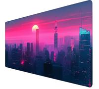 Tappetino Mouse xxl 800x400x3mm Tappetino Mouse Città Impermeabile, Base in Gomma Antiscivolo, Maggiore Precisione e Velocità, Gaming Mousepad Esteso con Bordi Cuciti per Laptop, PC, Paesaggio Y7-145