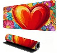 Tappetino Mouse XXL 800x400x4 mm Rosso Tappetino Scrivania Amore Mousepad Professionale per PC e Tastiera, Tappeto Scrivania Antiscivolo, Migliora Precisione e Velocità, Desk Mat per Gaming W6-162