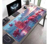 Tappetino Mouse XXL 80x30 cm, Lavabile, Fiore Rosa Accessori Gaming, con Base in Gomma Antiscivolo per Lavoro Ufficio, Regalo Uomo PjY6053 N-K
