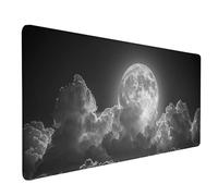 Tappetino Mouse XXL 90 x 40 cm, Tappetino Mouse Luna Mousepad Grigio Sottomano Scrivania con Bordi Cuciti, Impermeabile Accessori Gaming con Base in Gomma Antiscivolo per Ufficio, Gaming -lsy2603TI