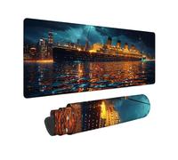 Tappetino Mouse XXL 900 x 300 mm, Tappetino Mouse Nero Mousepad Nave Sottomano Scrivania con Base in Gomma Antiscivolo, Impermeabile Tappeto Scrivania con Bordi Cuciti per PC, Laptop -zjn25099Y